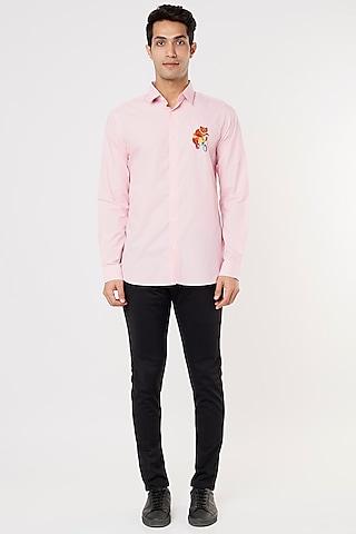 blush pink embroidered shirt