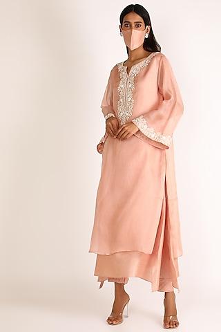 blush pink embroidered tunic set