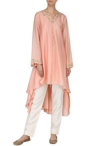 blush pink embroidered tunic with palazzo pants