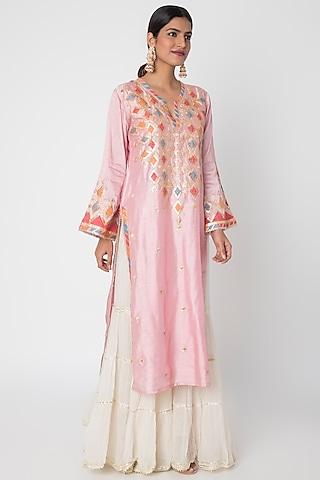 blush pink embroidered tunic