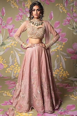 blush pink floral embroidered lehenga set