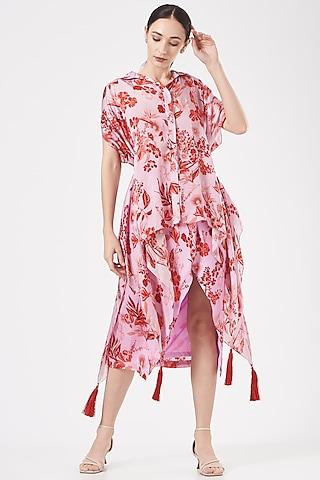 blush pink floral printed dress