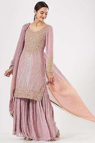 blush pink georgette & crepe gharara set