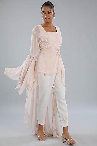 blush pink georgette angrakha tunic set