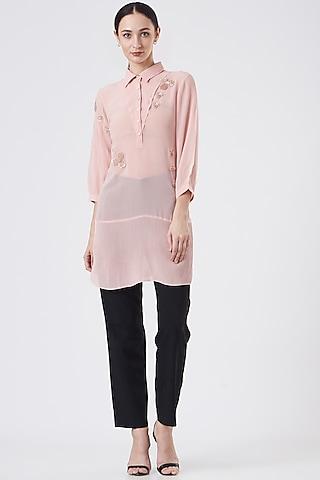 blush pink georgette embroidered tunic