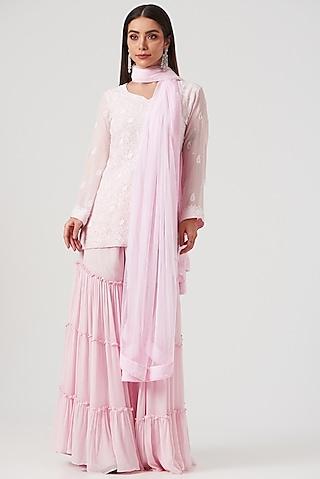 blush pink georgette gharara set