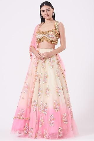 blush pink georgette lehenga set