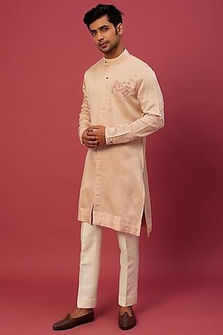 blush pink hand embroidered kurta set