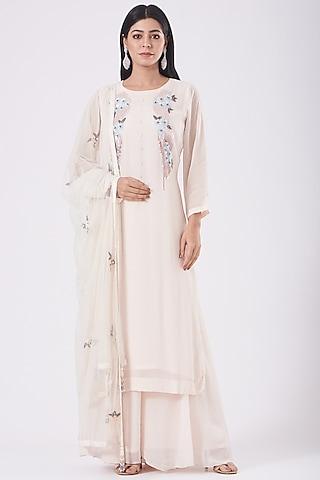 blush pink hand embroidered kurta set