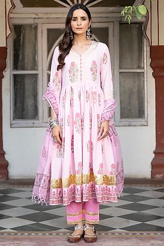 blush pink handcrafted & embroidered kurta set