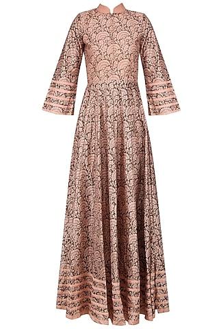 blush pink jacquard print maxi dress