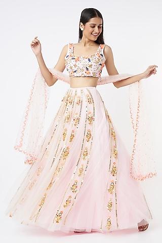 blush pink lehenga set with embroidery