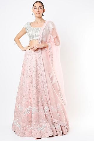 blush pink lehenga set with motif work