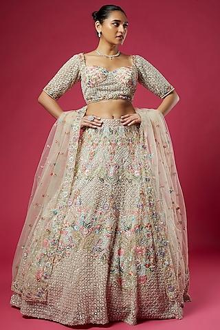 blush pink net embellished lehenga set