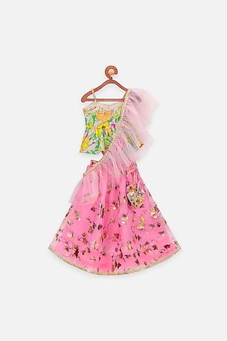 blush pink organza lehenga set for girls