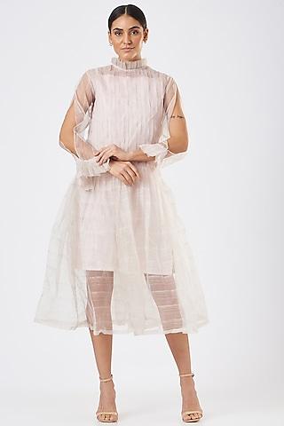 blush pink organza midi dress