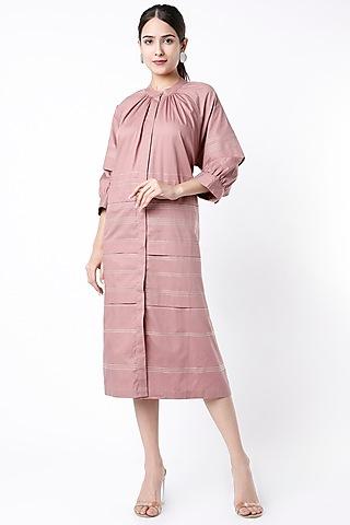 blush pink pleated dress