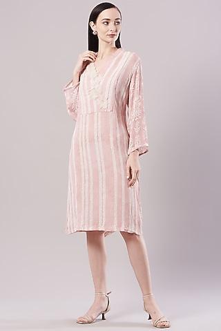 blush pink printed & embroidered tunic