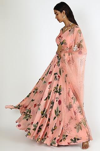 blush pink printed anarkali set