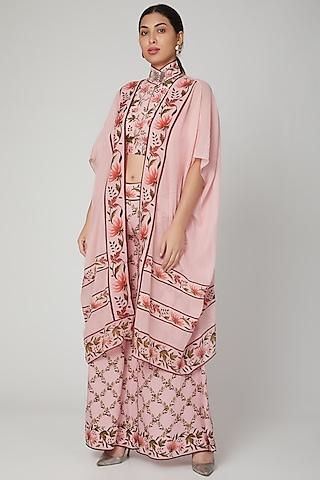 blush pink printed cape set