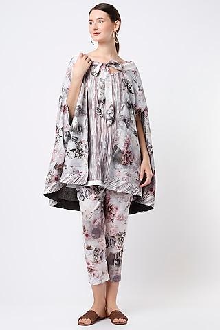 blush pink printed cape set