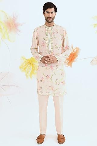 blush pink printed kurta set