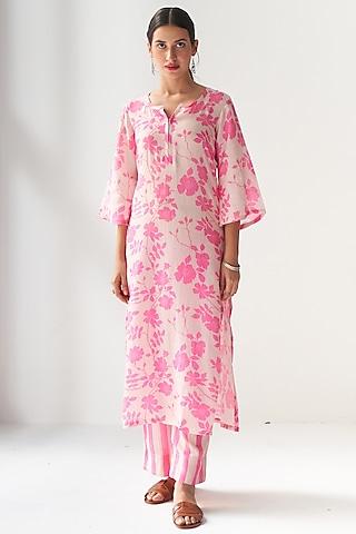 blush pink printed kurta set
