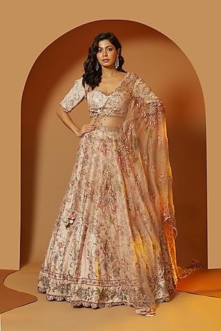 blush pink printed lehenga set