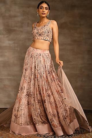 blush pink printed lehenga set