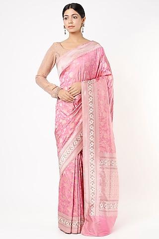 blush pink pure handloom katan silk saree set