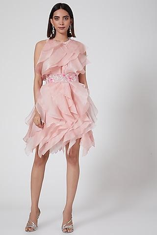 blush pink ruffles mini dress