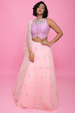 blush pink sequins embellished lehenga set