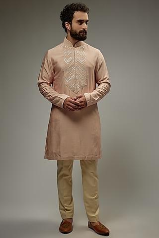 blush pink silk kurta set