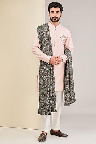 blush pink silk resham embroidered kurta set