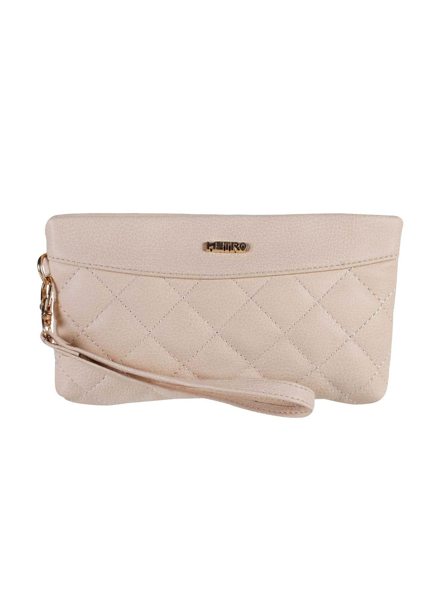 blush pink solid leather pouch