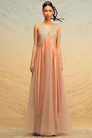 blush pink textured satin dress