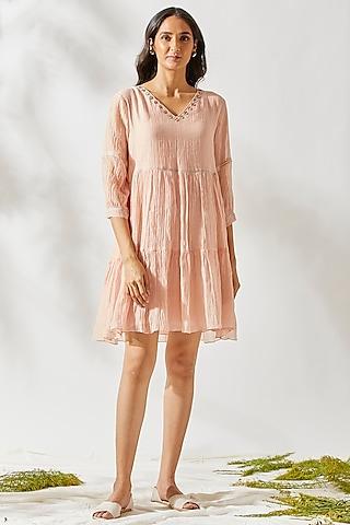 blush pink tiered boho dress for girls