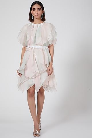 blush pink two toned ruffled dress