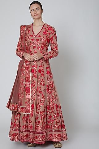 blush pink zardosi embroidered anarkali set