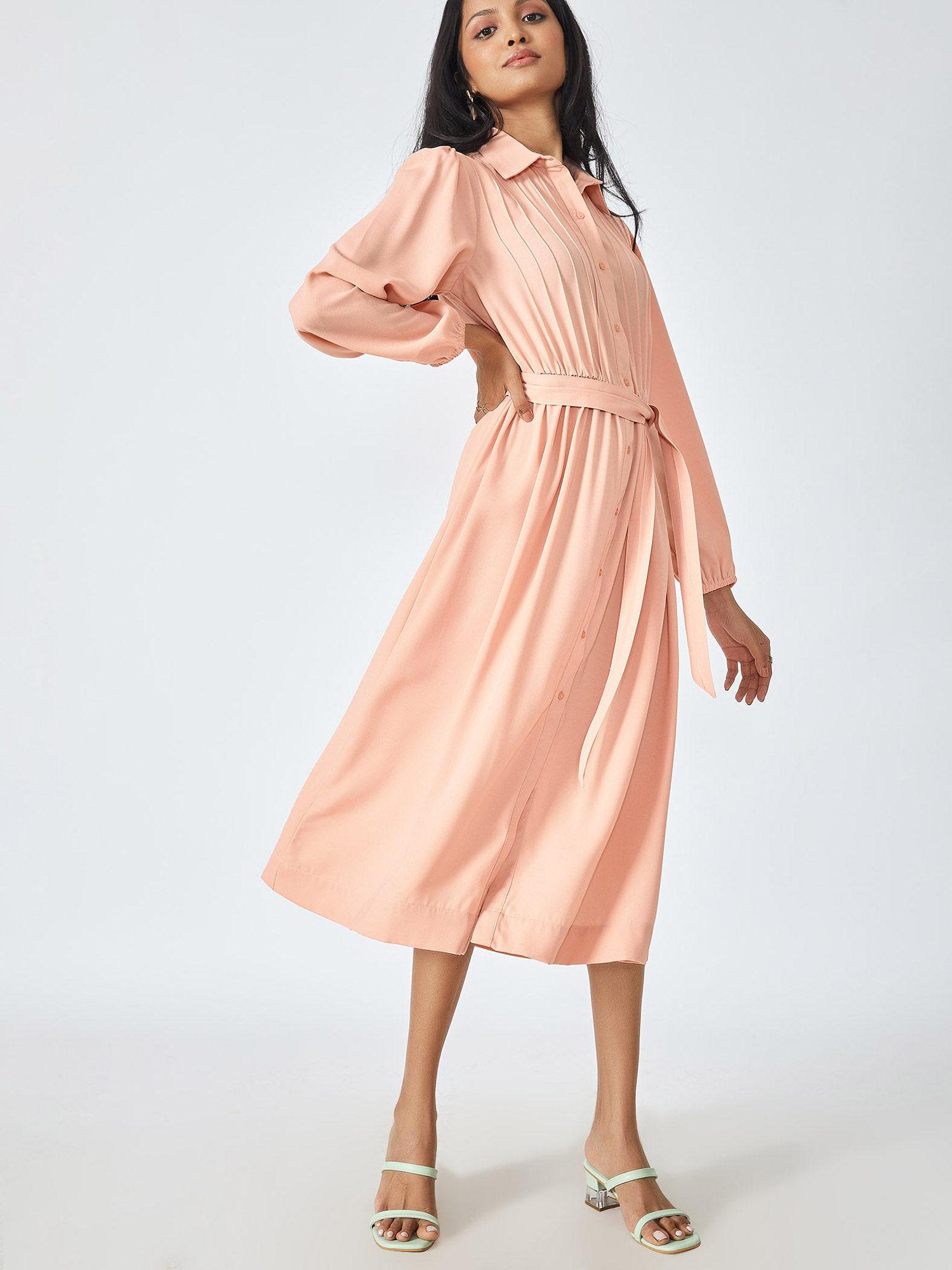 blush pintuck shirt dress