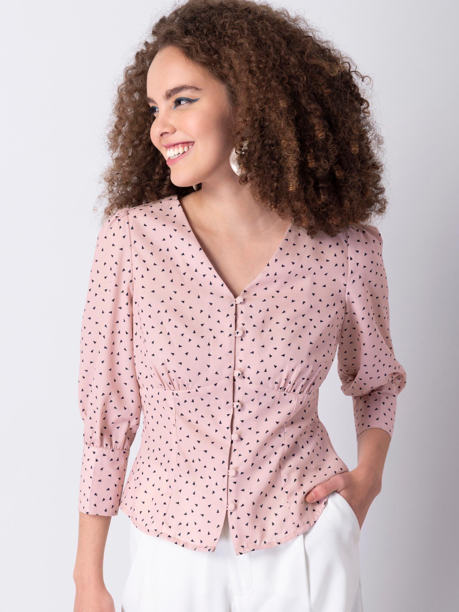 blush polka buttoned shirt