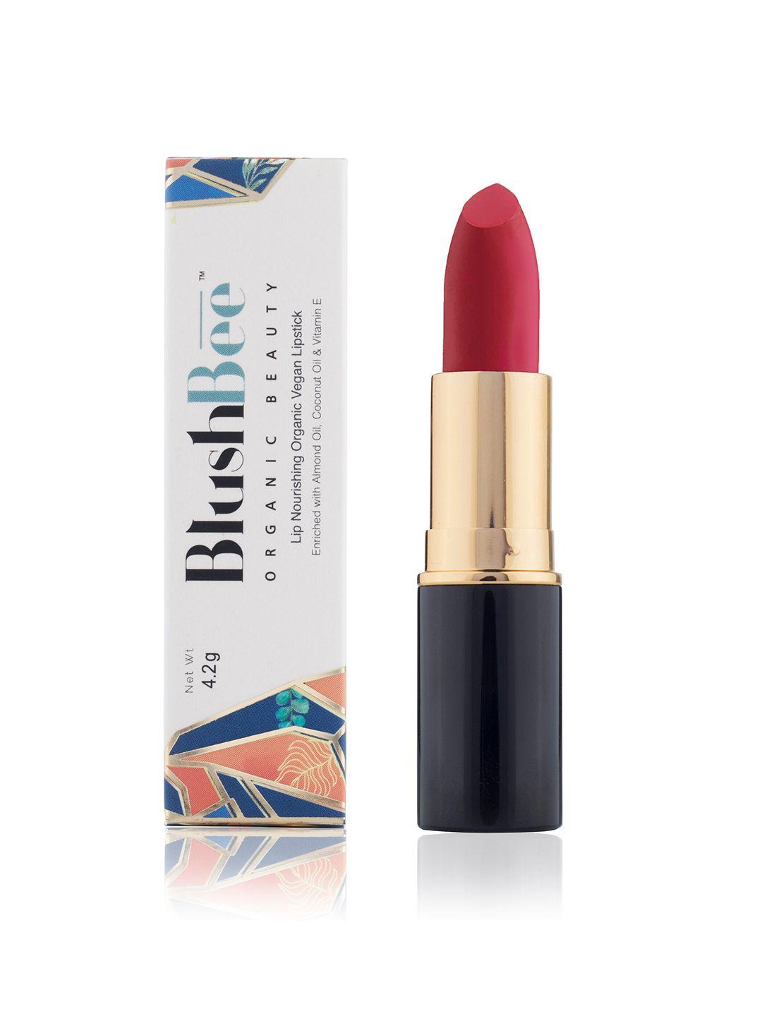 blushbee beauty nourishing matte organic vegan natural matte lipstick- flamengo red