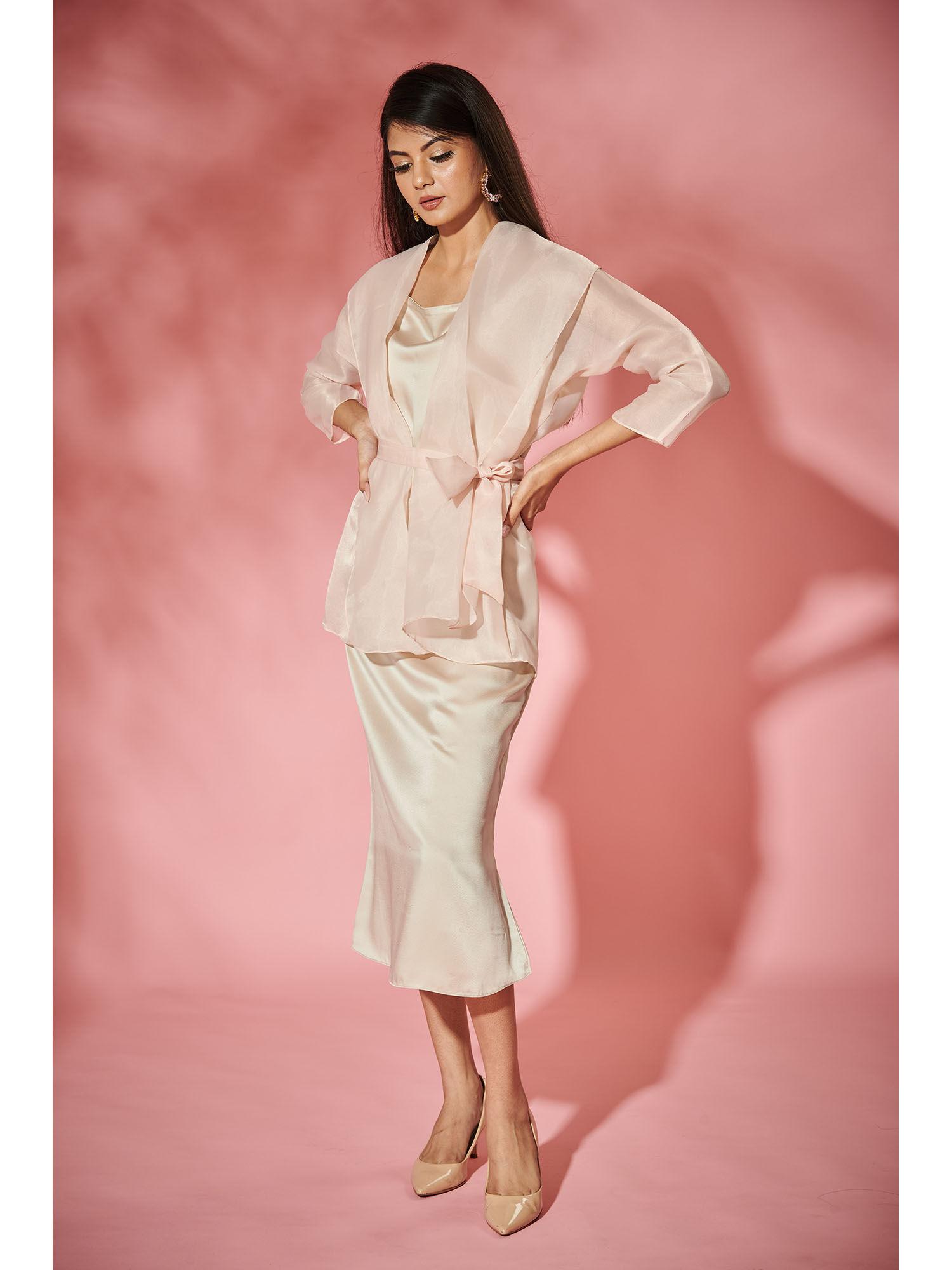 blushed peach shawl collar jacket