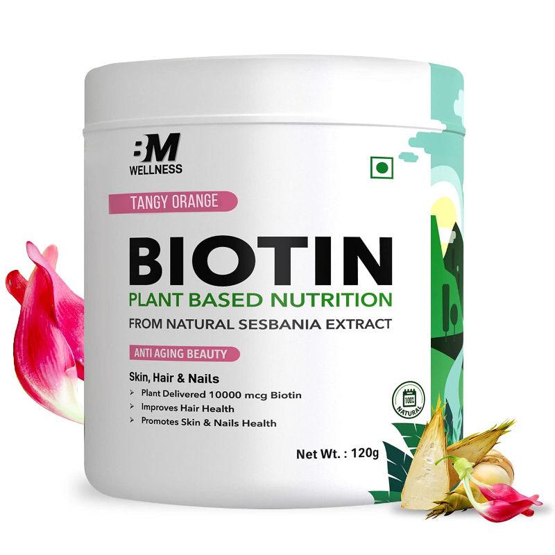 bm wellness plant based biotin 10000+ mcg - tangy orange