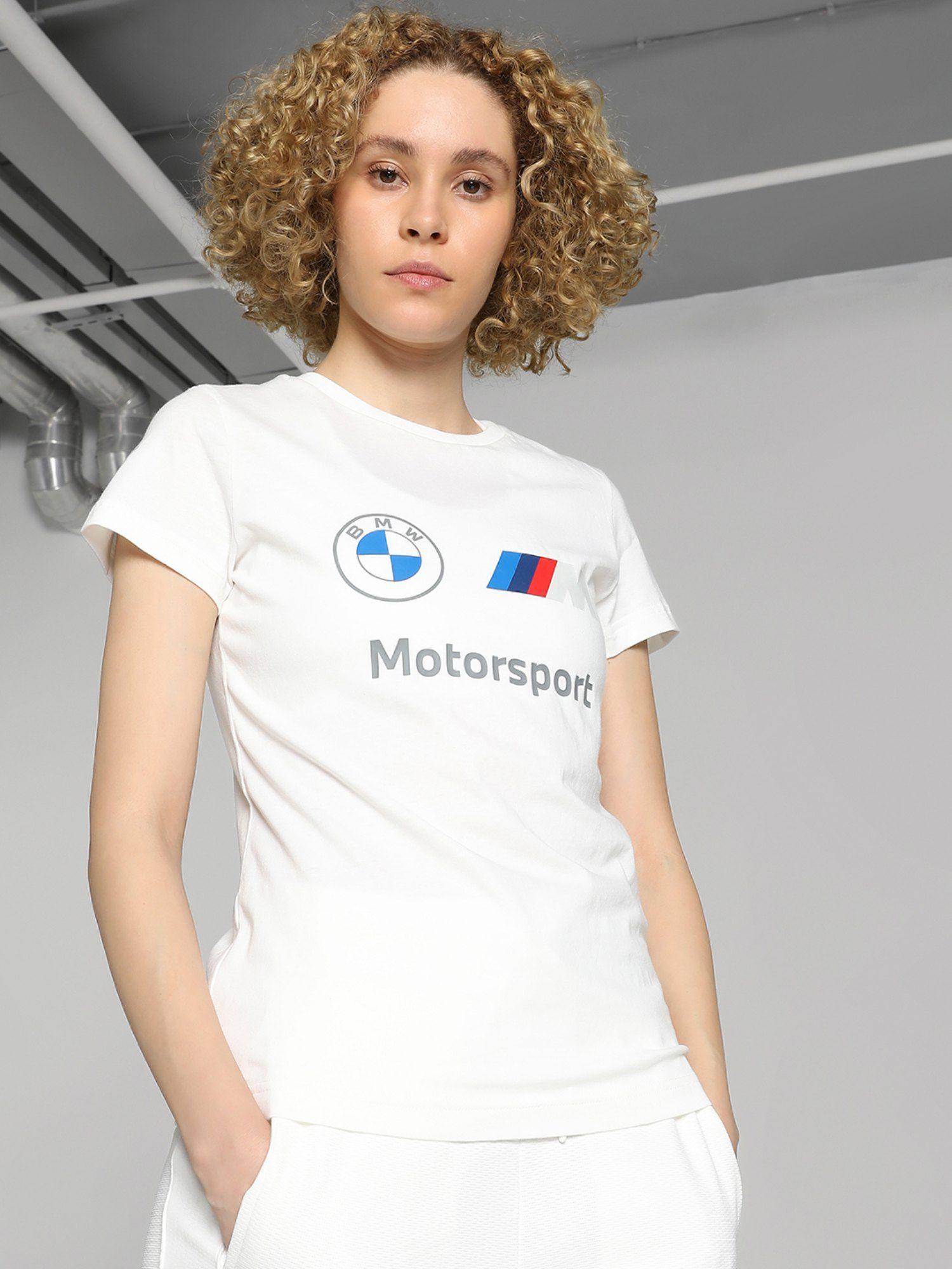 bmw mms essentials logo women white t-shirt