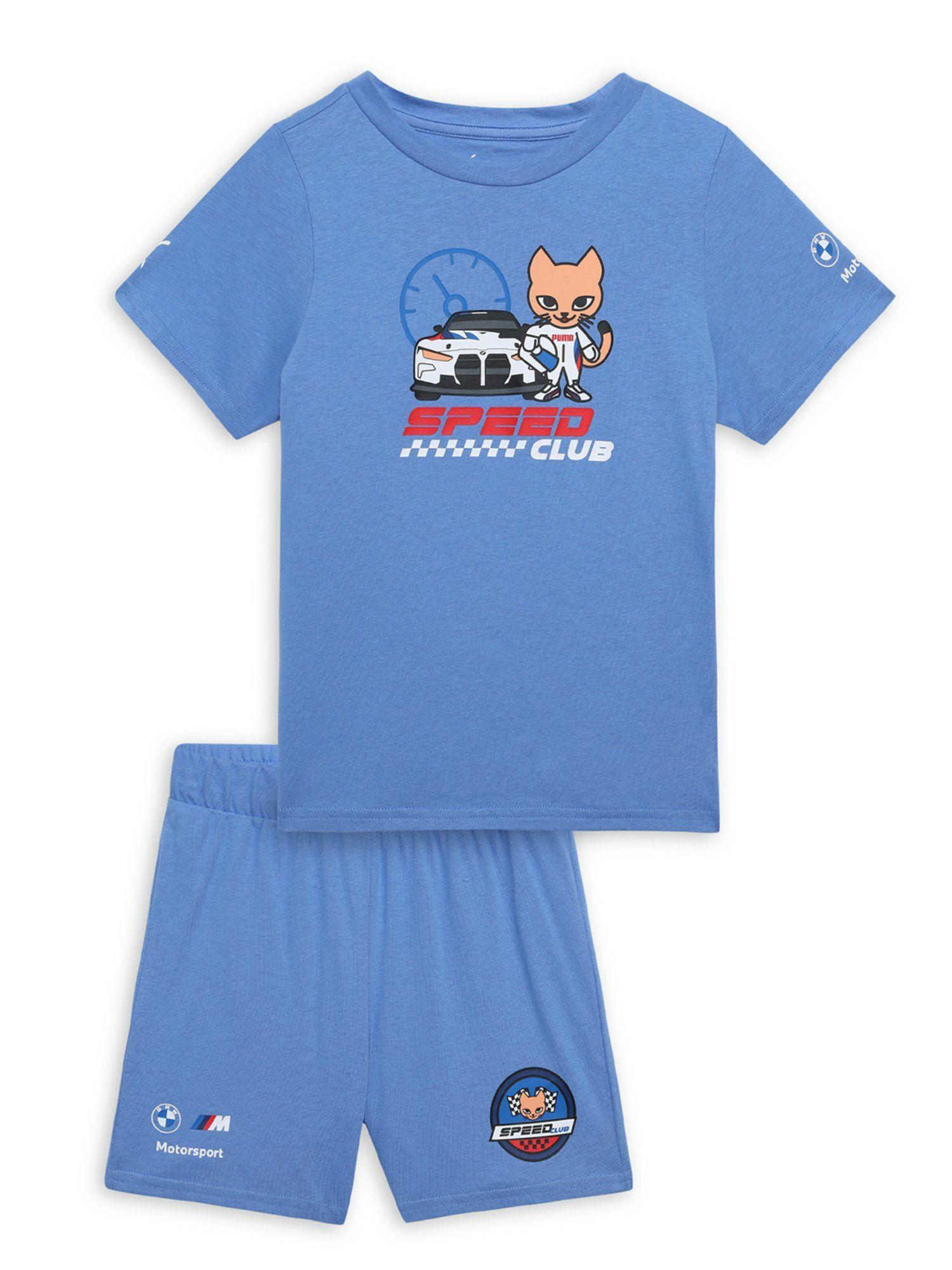 bmw mmw toddler blue unisex t-shirt with shorts (set of 2)
