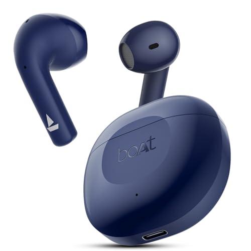 boat airdopes 125 tws in ear earbuds with 50 hrs playtime,quad mics with enx?? tech,asap?? charging,iwp?? tech, beast?? mode with 50 ms low latency,btv5.3, ipx5(interstellar blue)