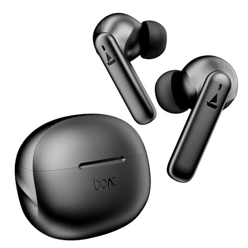 boat airdopes 170 tws earbuds with 50h playtime, quad mics enx™ tech, low latency mode, 13mm drivers, asap™ charge, ipx4, iwp™, touch controls & bt v5.3(classic black)