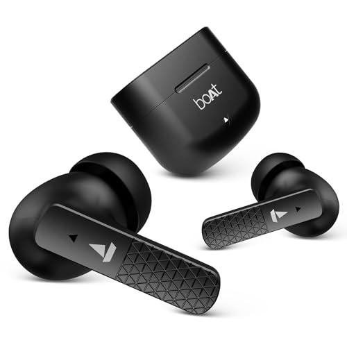 boat airdopes 91 in ear tws earbuds with 45 hrs playtime, beast mode with 50 ms low latency, dual mics with enx, asap charge, iwp tech, ipx4 & bluetooth v5.3(active black)