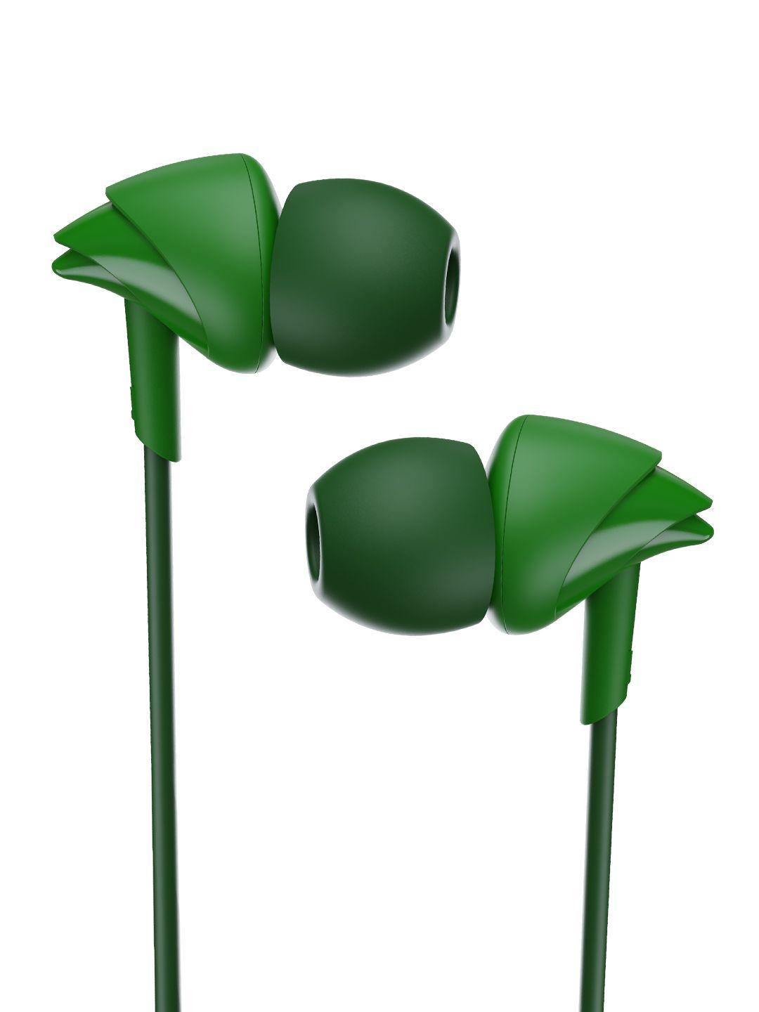 boat bassheads 100 m wired earphone with mic - vibrant green